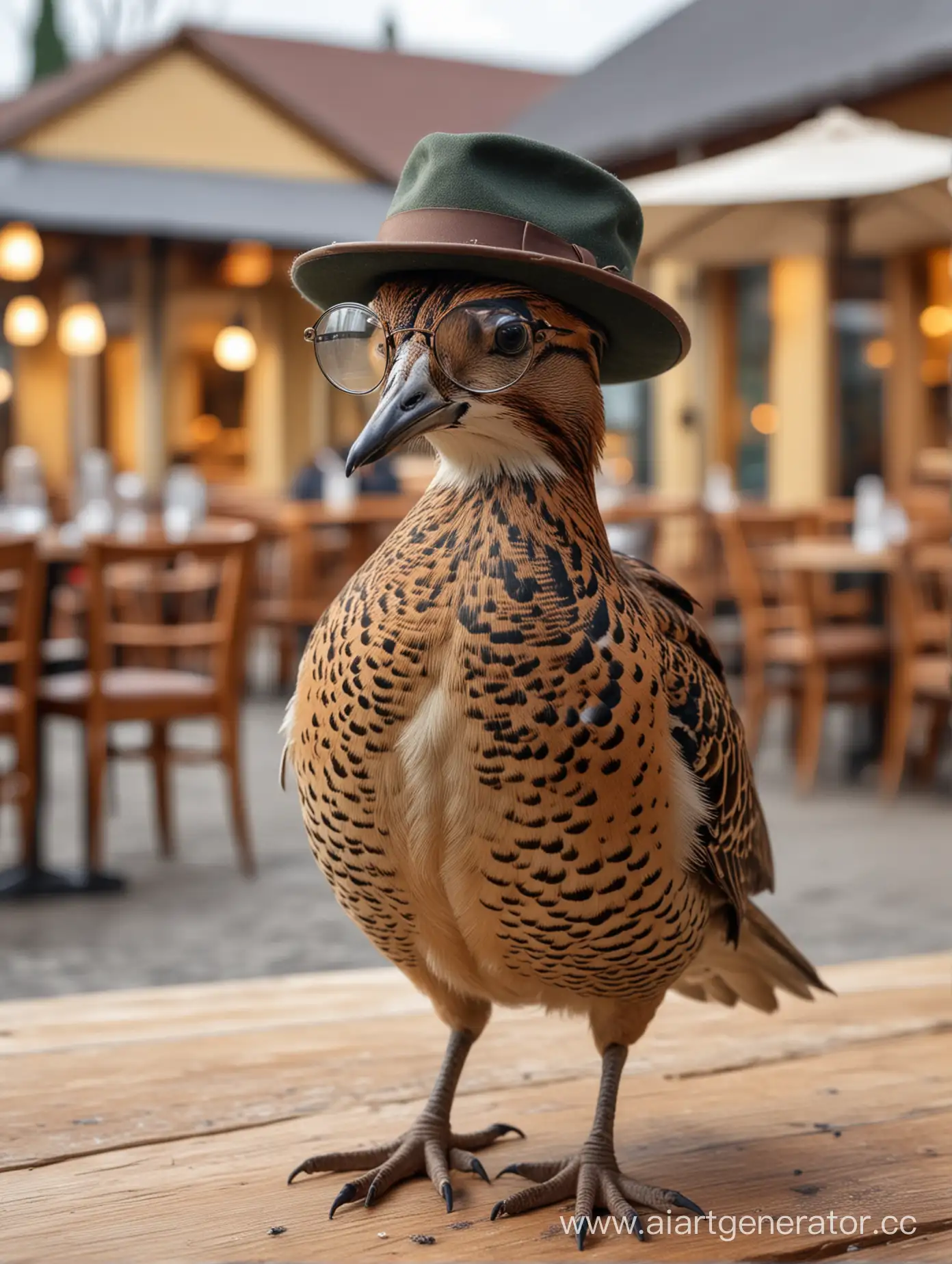 Woodcock-in-Human-Clothing-with-Glasses-at-Restaurant