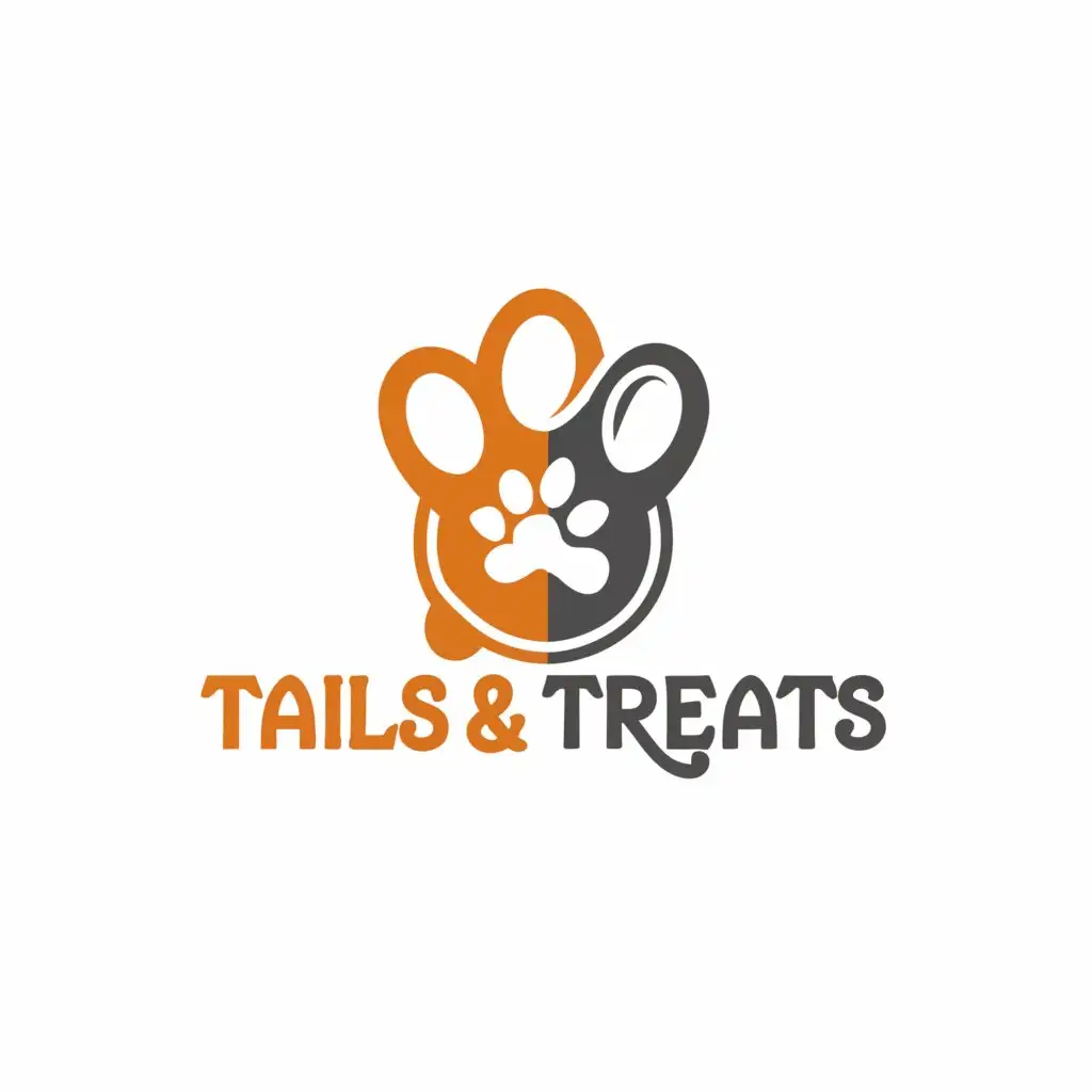 a logo design,with the text "Tails & Treats", main symbol:A PAW, A BONE,Moderate,be used in Events industry,clear background