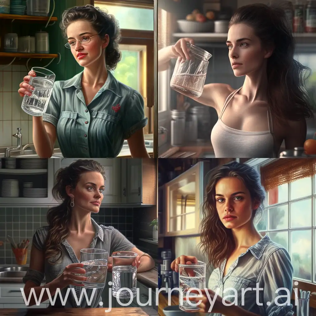 Healthy-Lifestyle-Beautiful-Women-Holding-Vitamin-and-Glass-of-Water-in-Kitchen