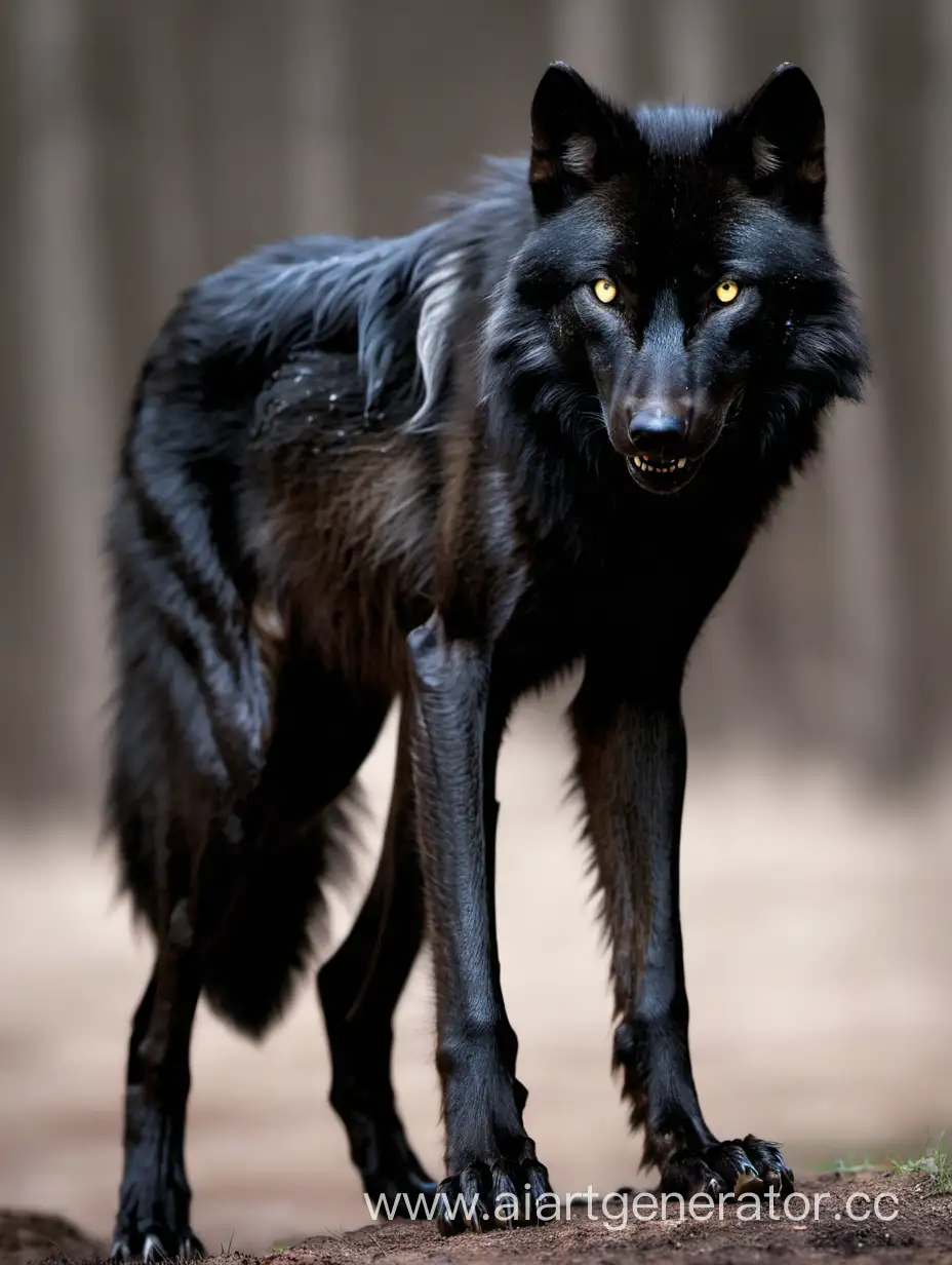 Majestic-Black-Wolf-Roaming-Through-Enchanted-Forest