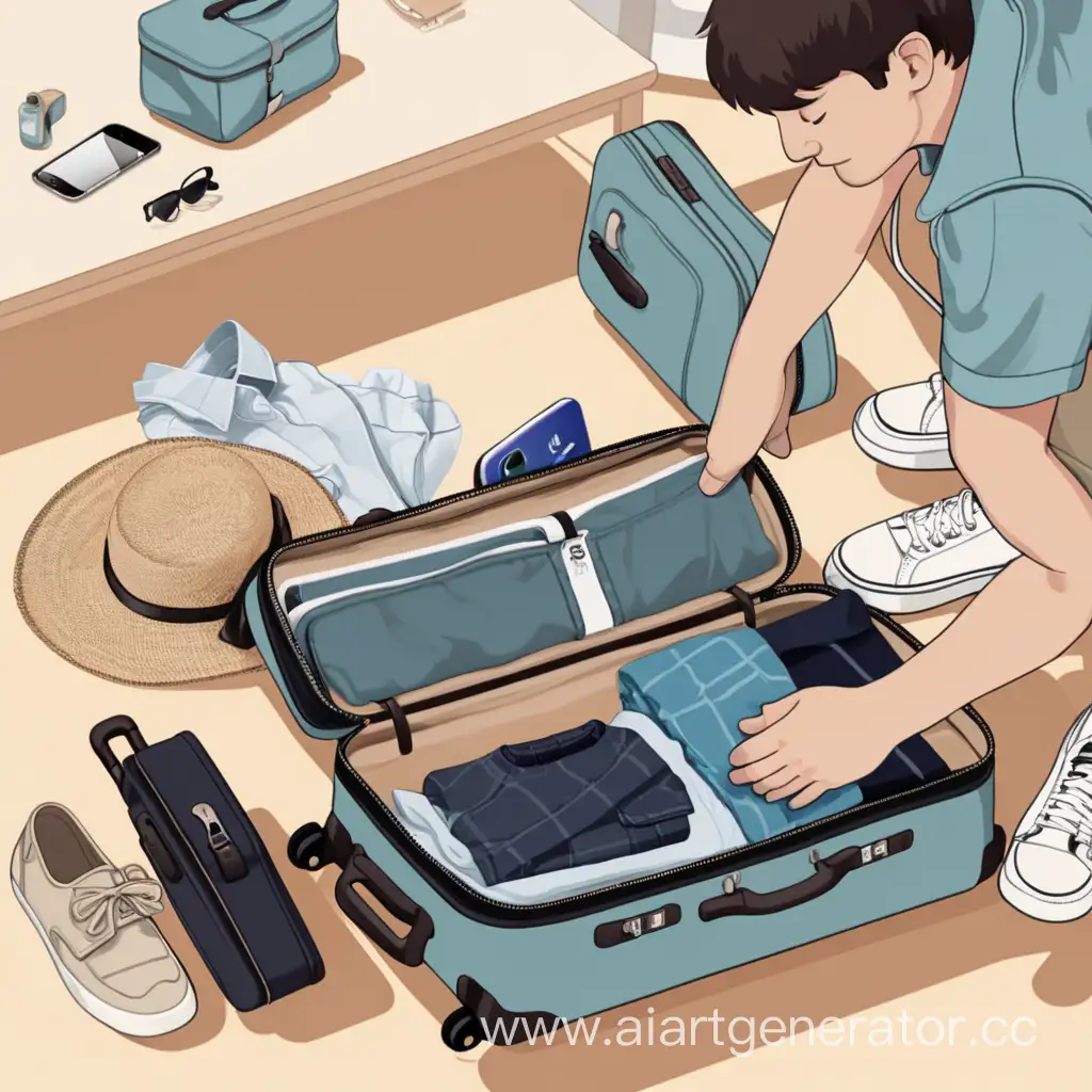 Tourist-Packing-a-Suitcase-for-Adventure-Travel