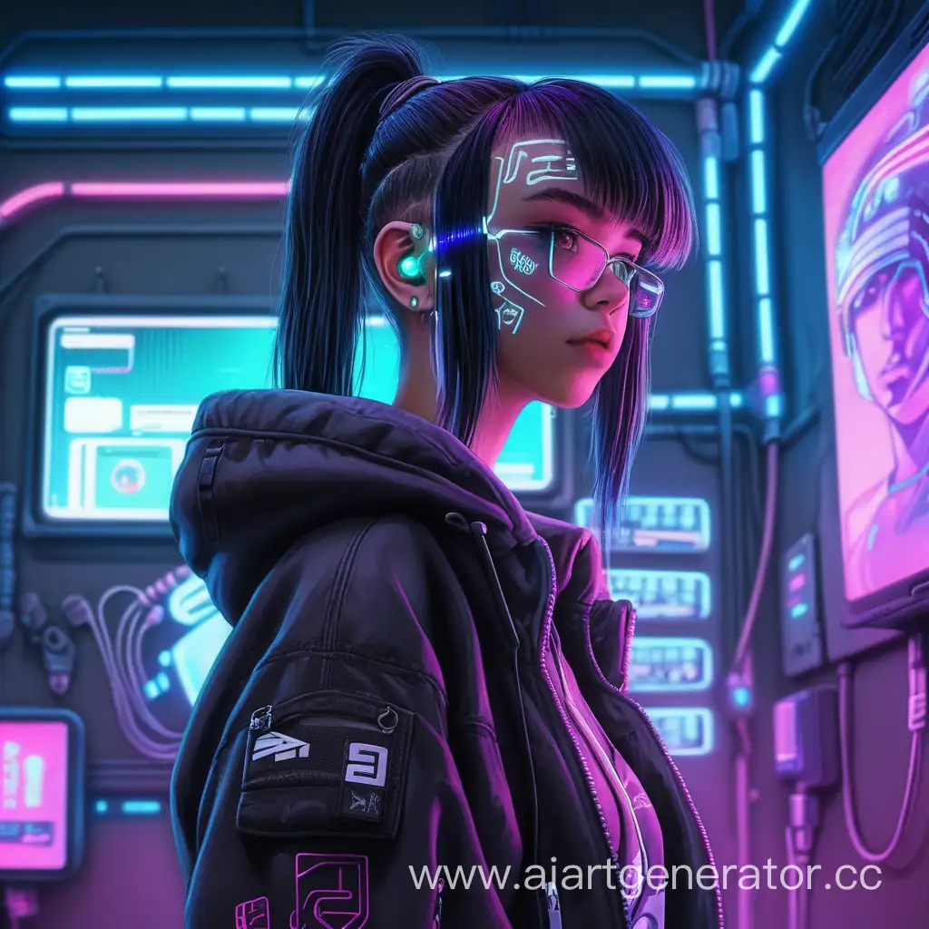 Young-Woman-Immersed-in-Cyberpunk-Dystopia