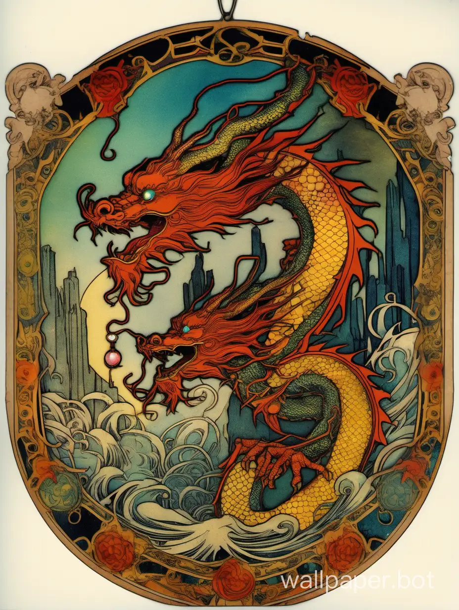 Enigmatic-Chinese-Dragon-in-Hypercolored-Tarot-Card-Art