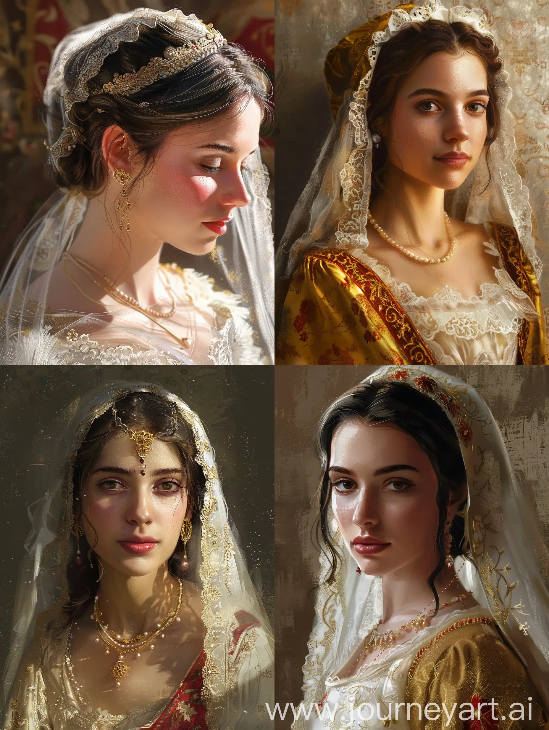 Detailed digital painting of a traditional Italain bride, excellent lighting 