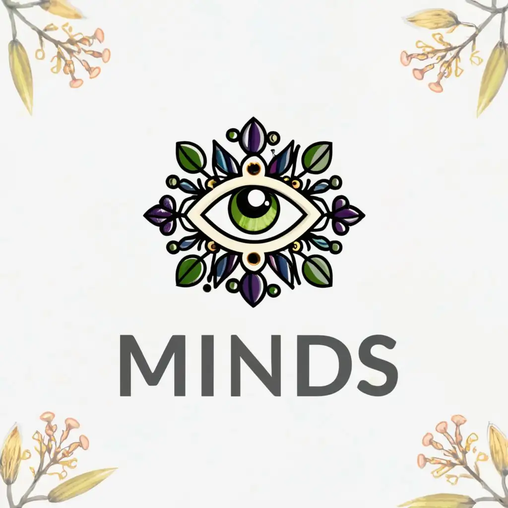 a logo design,with the text "MINDS", main symbol:psychedelic eye of horus with realistic iris with botanical theme,Moderate,be used in Medical Dental industry,clear background