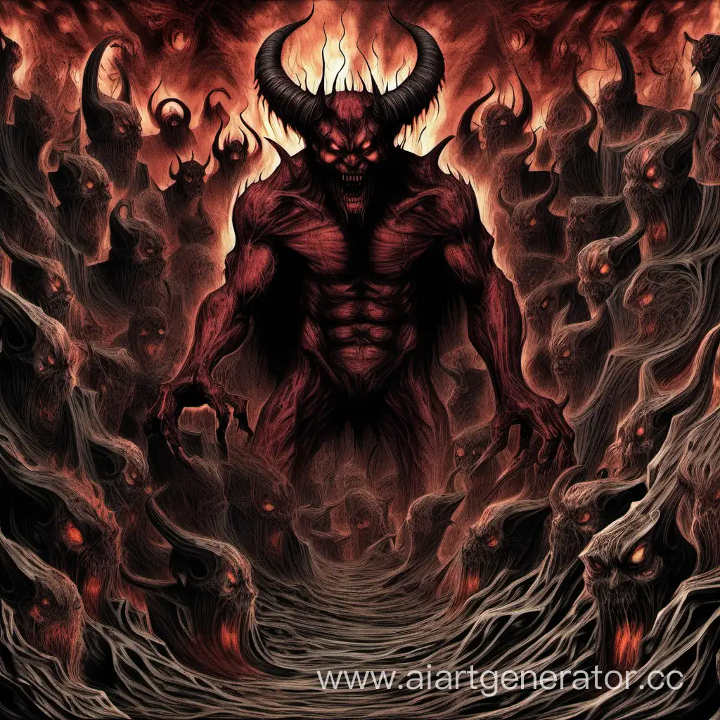 Задний фон демон, посередине написано: Hell