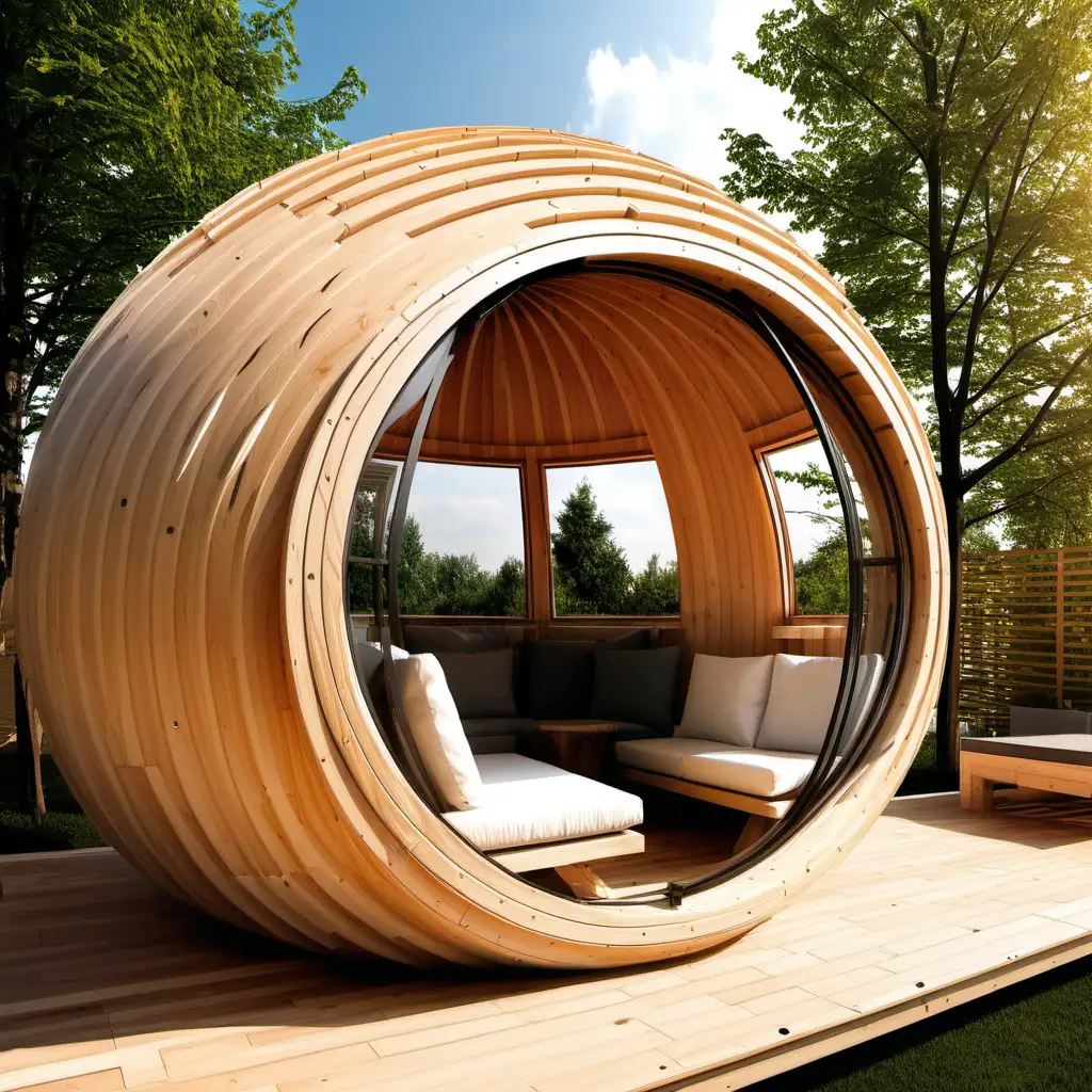 Tranquil Glulam Sphere Relaxation Pod Amidst Nature