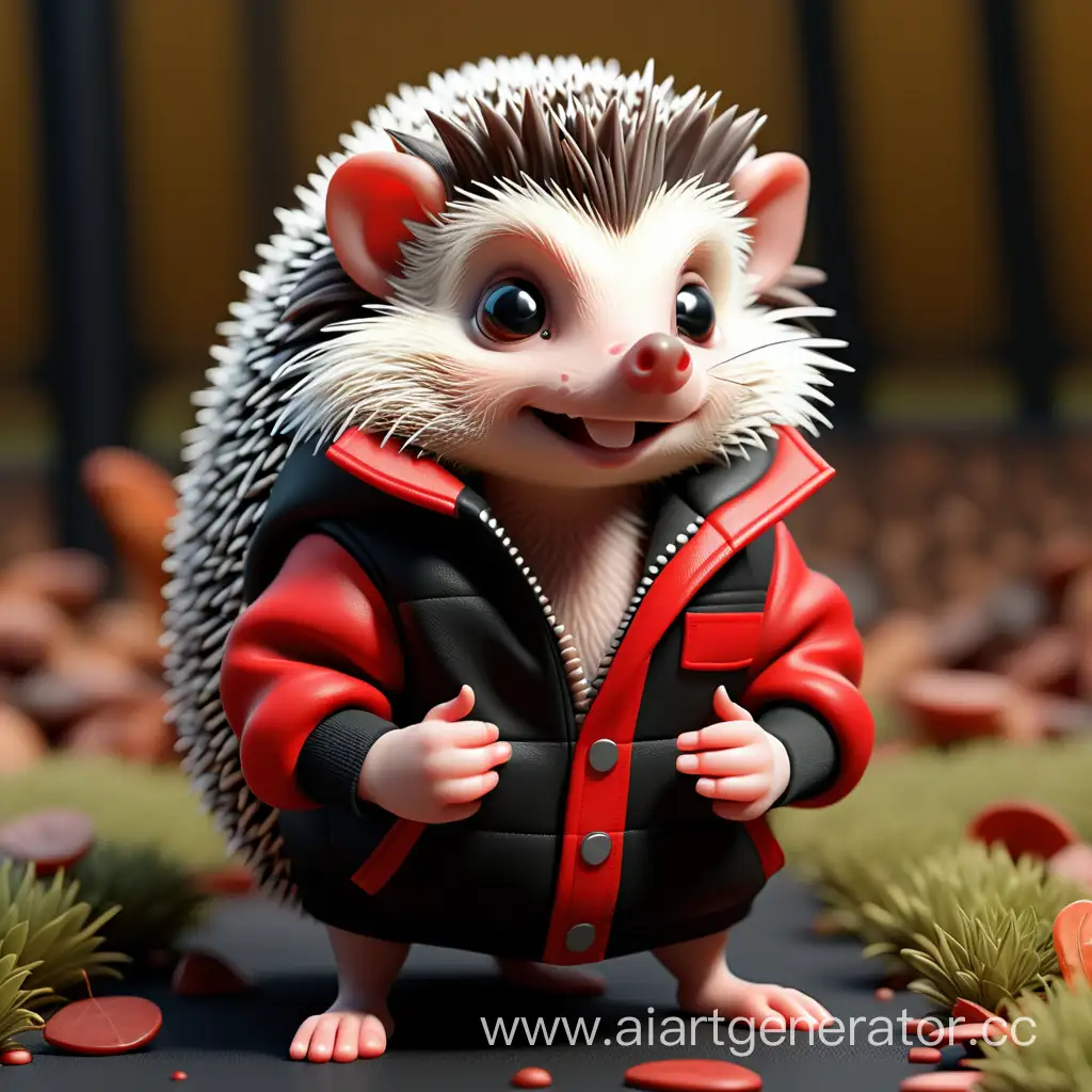Adorable-Hedgehog-Wearing-Stylish-Black-and-Red-Jacket