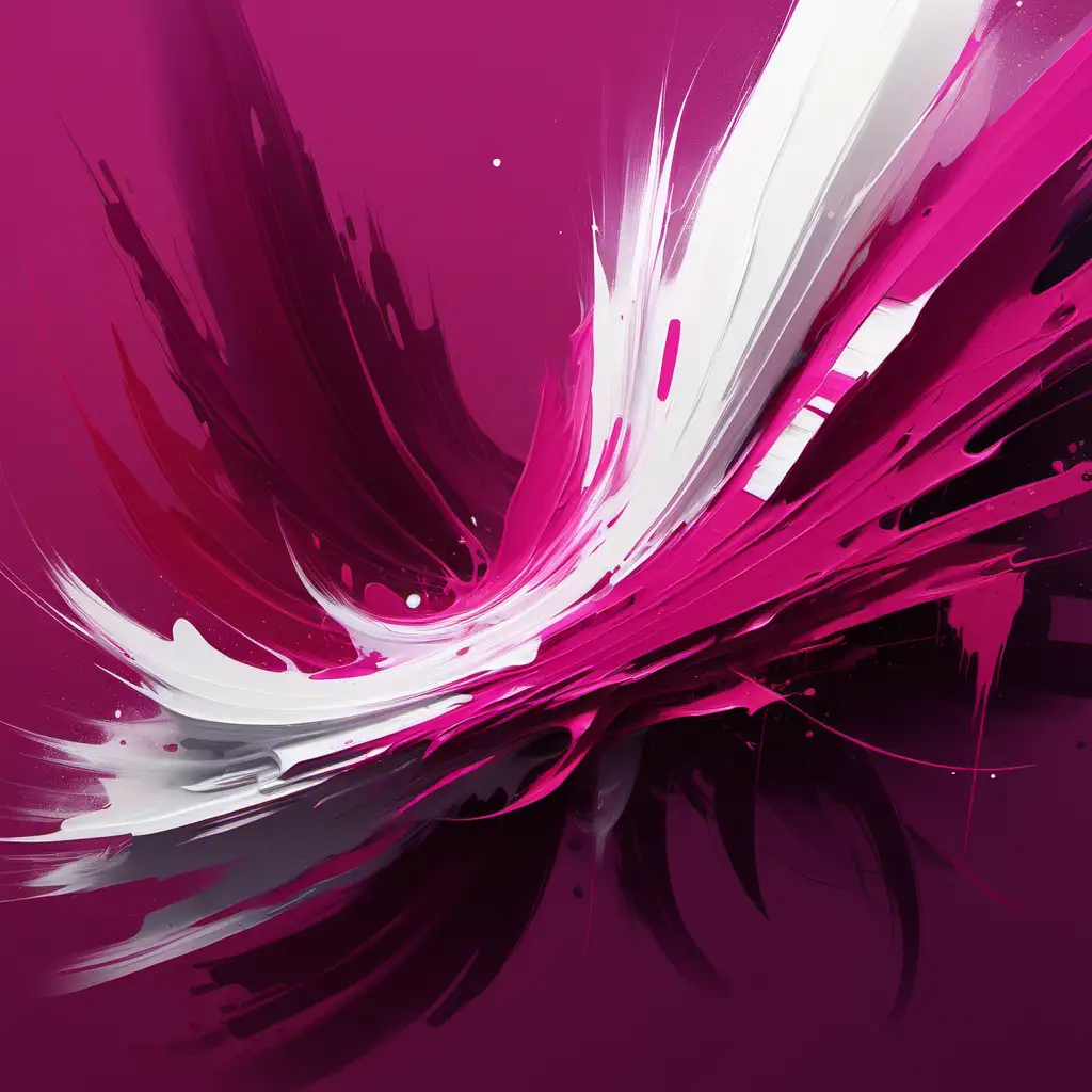 Abstract Painterly Artwork in Magenta and White