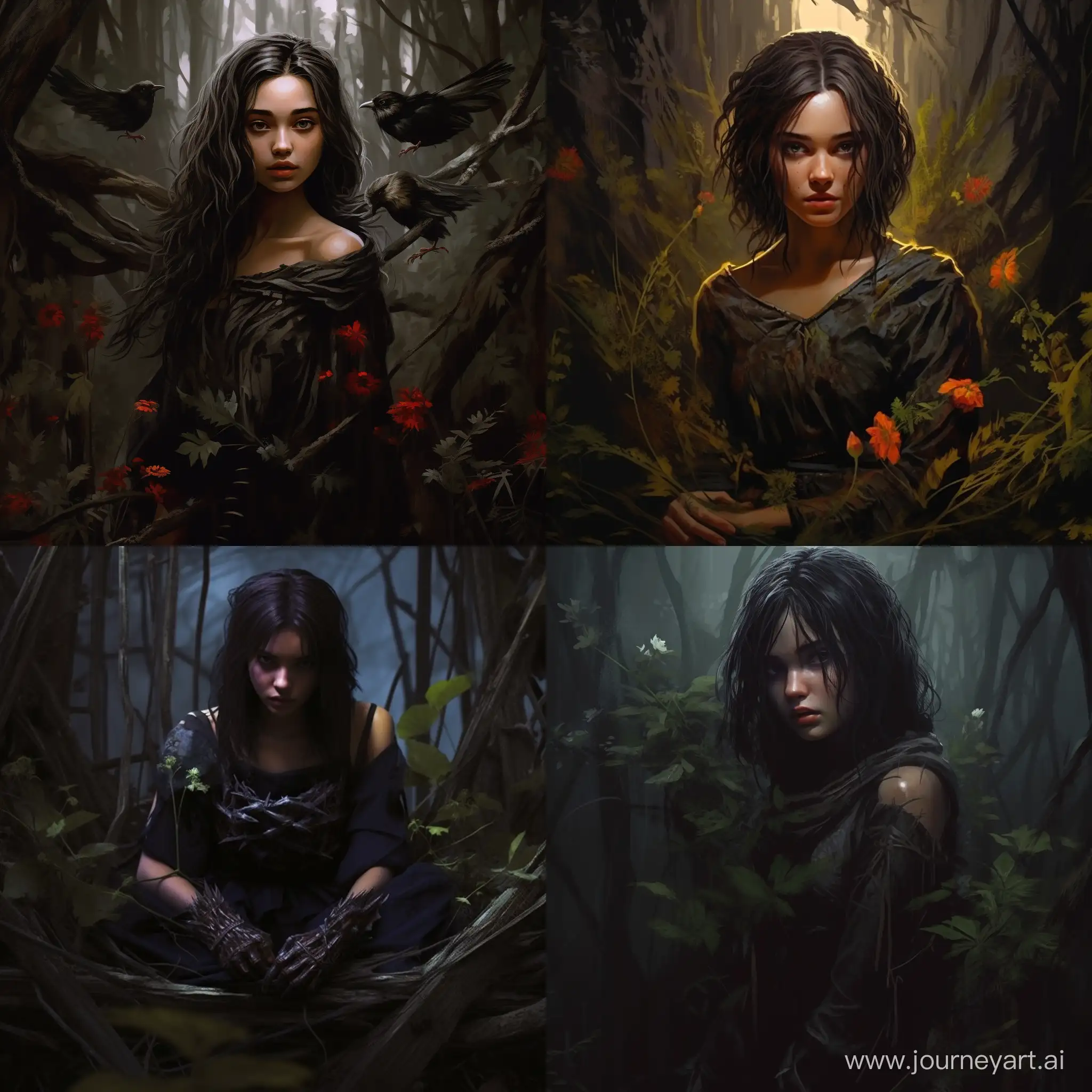 Enchanting-Druid-Girl-Amidst-Dark-Fauna-Fantasy-RPG-Portrait