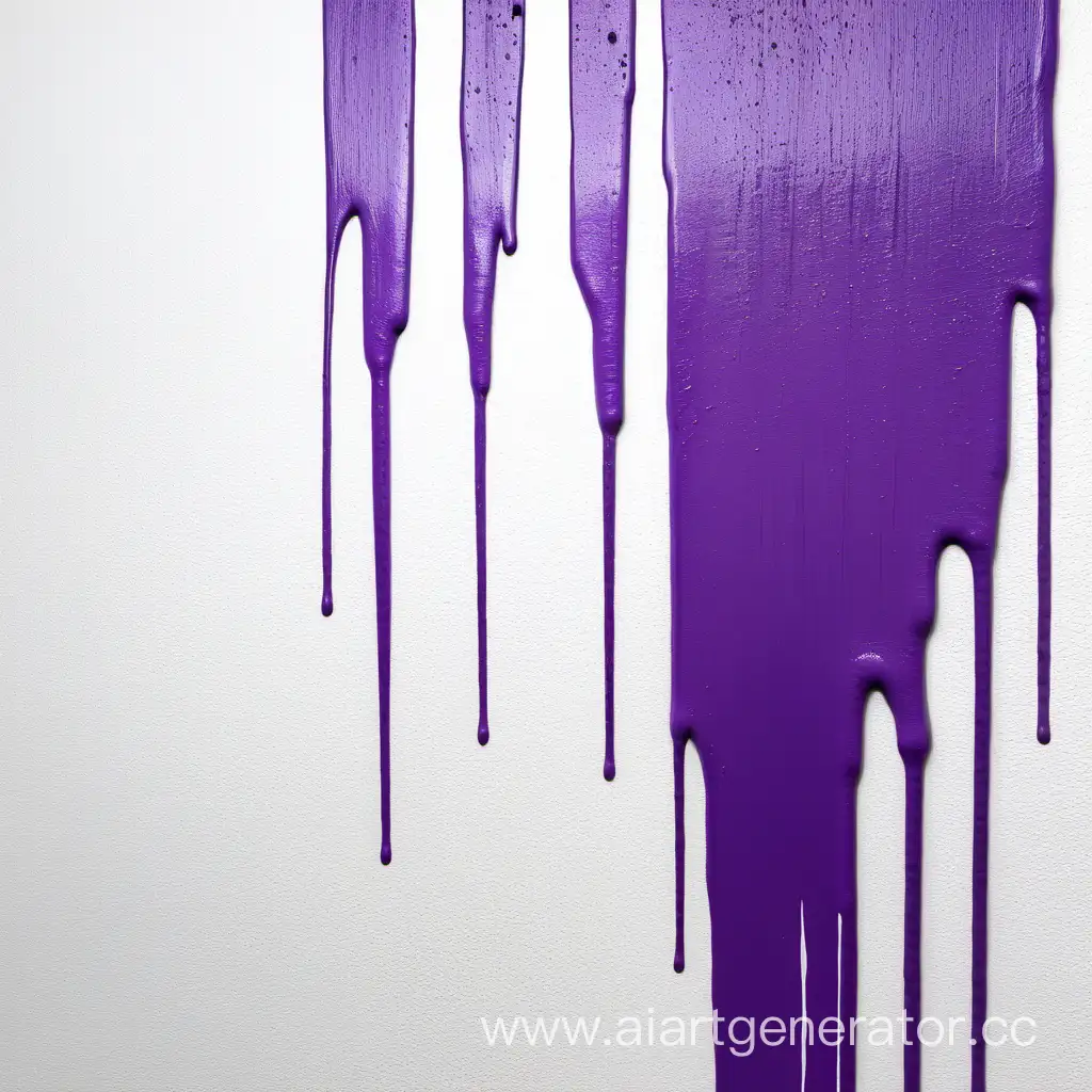 высохшая потекшая фиолетовая краска на белой стене