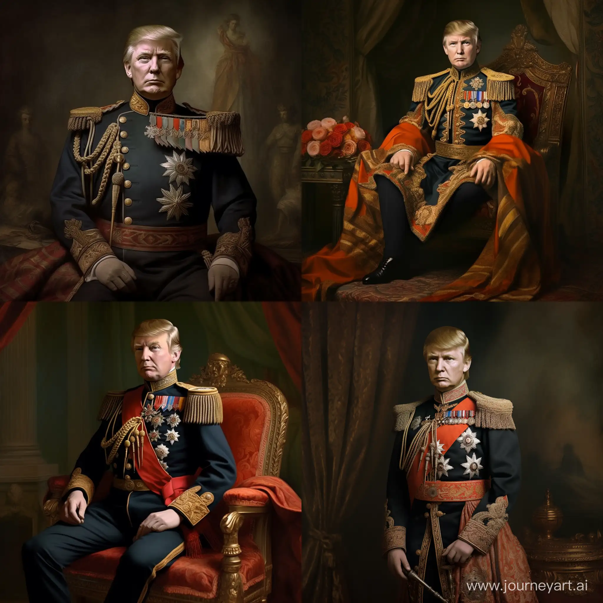 дональд трамп в одежде боярина царской россии, в стиле фотореализм