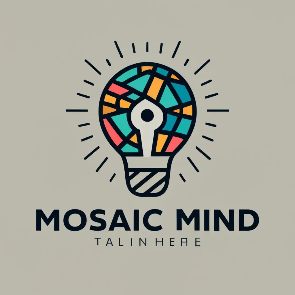 logo, bulb, mosaic mind, idea, creative, inspiration, with the text "MosaicMind", typography, be used in Animals Pets industry