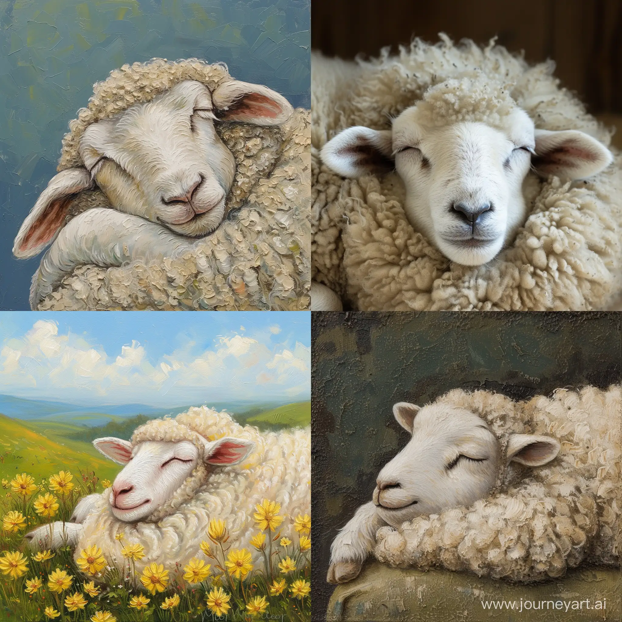 Peaceful-Slumber-of-a-Resting-Sheep-in-a-Serene-Meadow