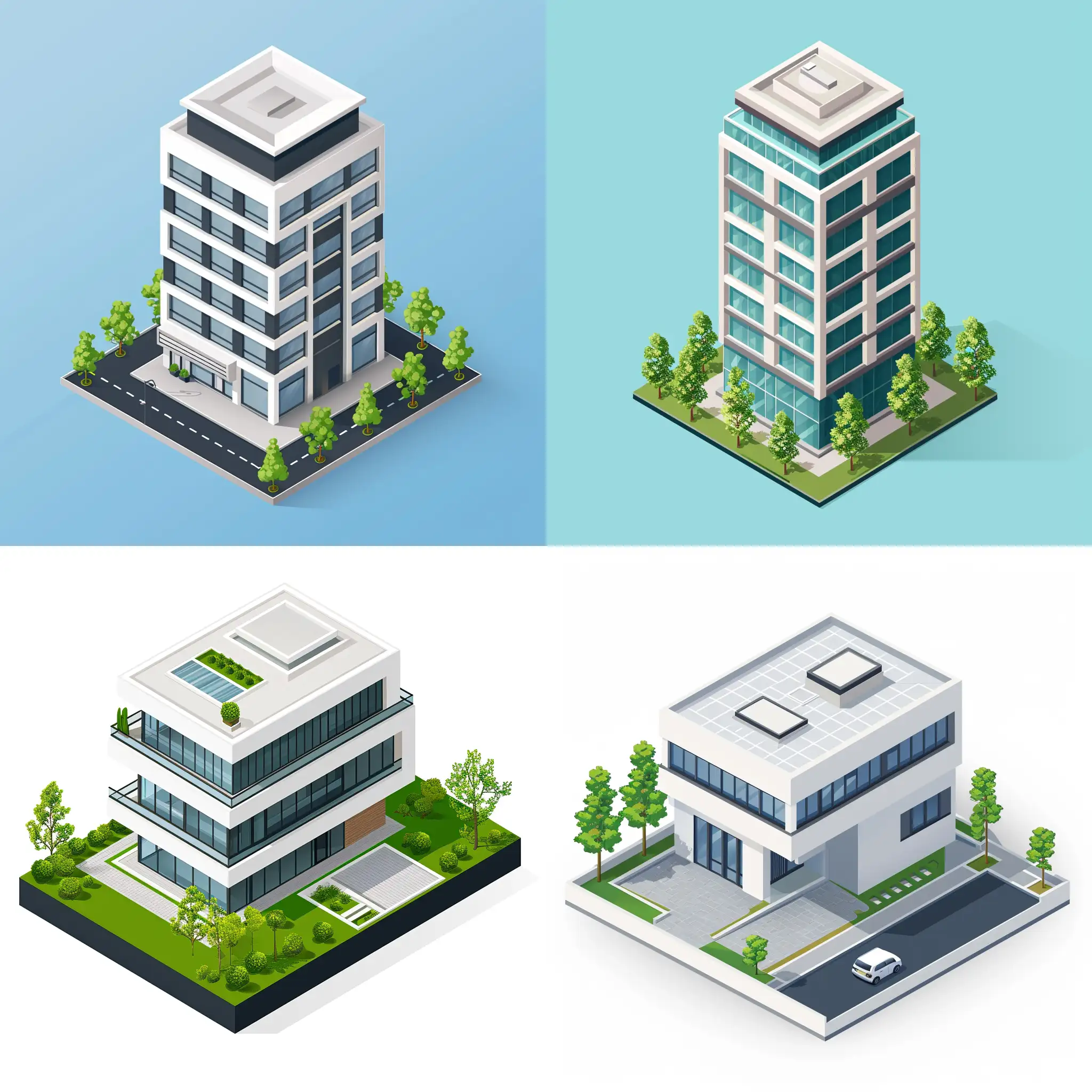 Image of isometric modern building, high quality detailed, in vector style