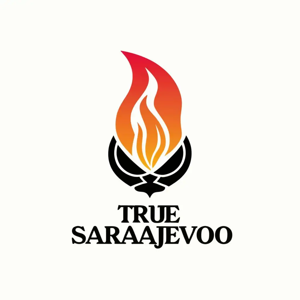 a logo design,with the text "True Sarajevo", main symbol:eternal fire, mosque,Moderate,be used in Travel industry,clear background