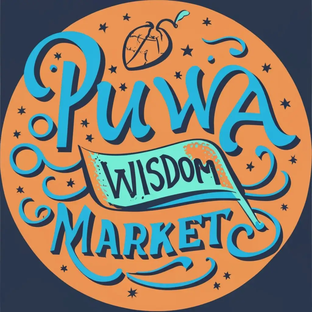 logo, Products of wisdom community, with the text "PUWA Market", typography
