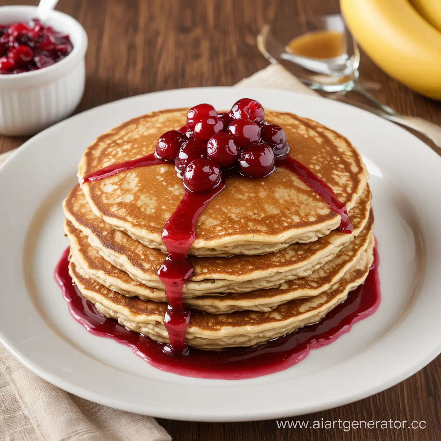 Delicious-OatBanana-Pancake-with-Sweet-Cranberry-Syrup