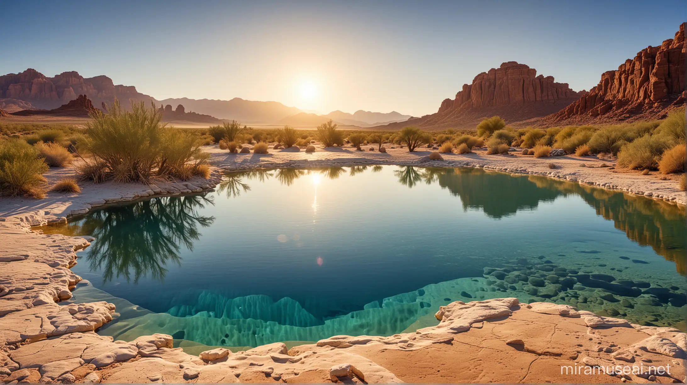 Desert Oasis Captivating Big Blue Waterpool in High Definition Photography