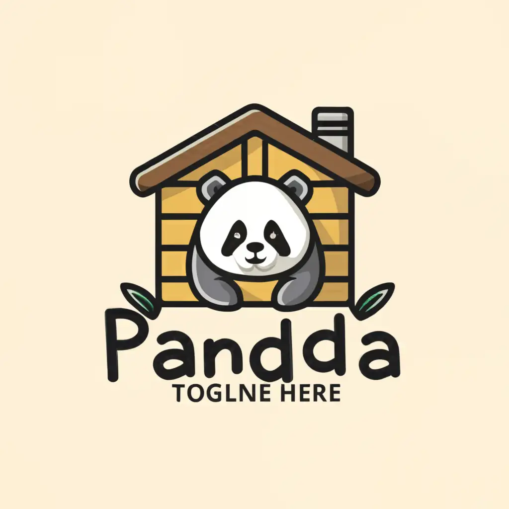 LOGO-Design-For-Panda-Adorable-Panda-Entering-Home-Emblem-for-Animal-Pet-Industry