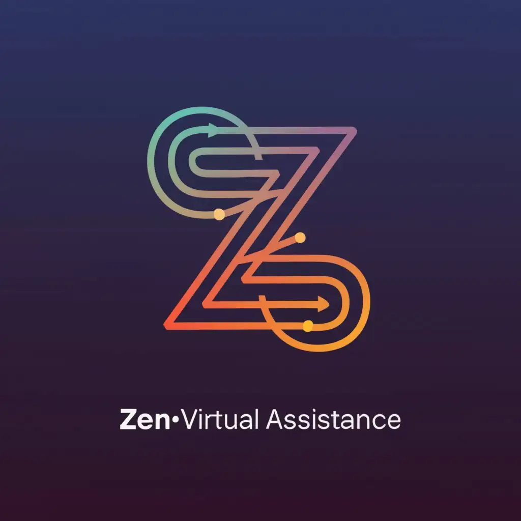 a logo design,with the text "ZEN'S VIRTUAL ASSISTANCE", main symbol:Z Symbol in it,complex,be used in Internet industry,clear background