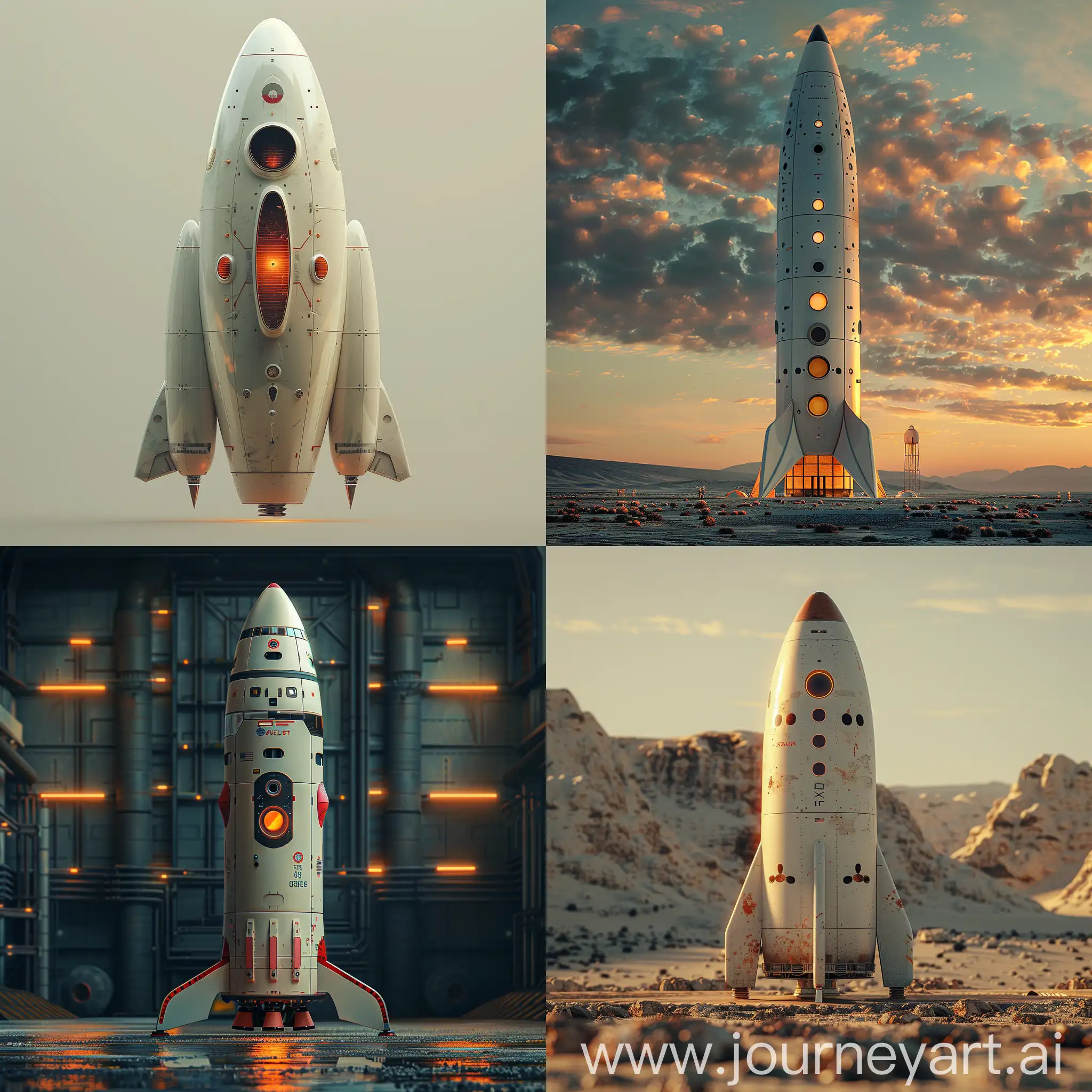 Futuristic space rocket, futuristic style of high tech, zero carbon footprint, octane render --stylize 1000