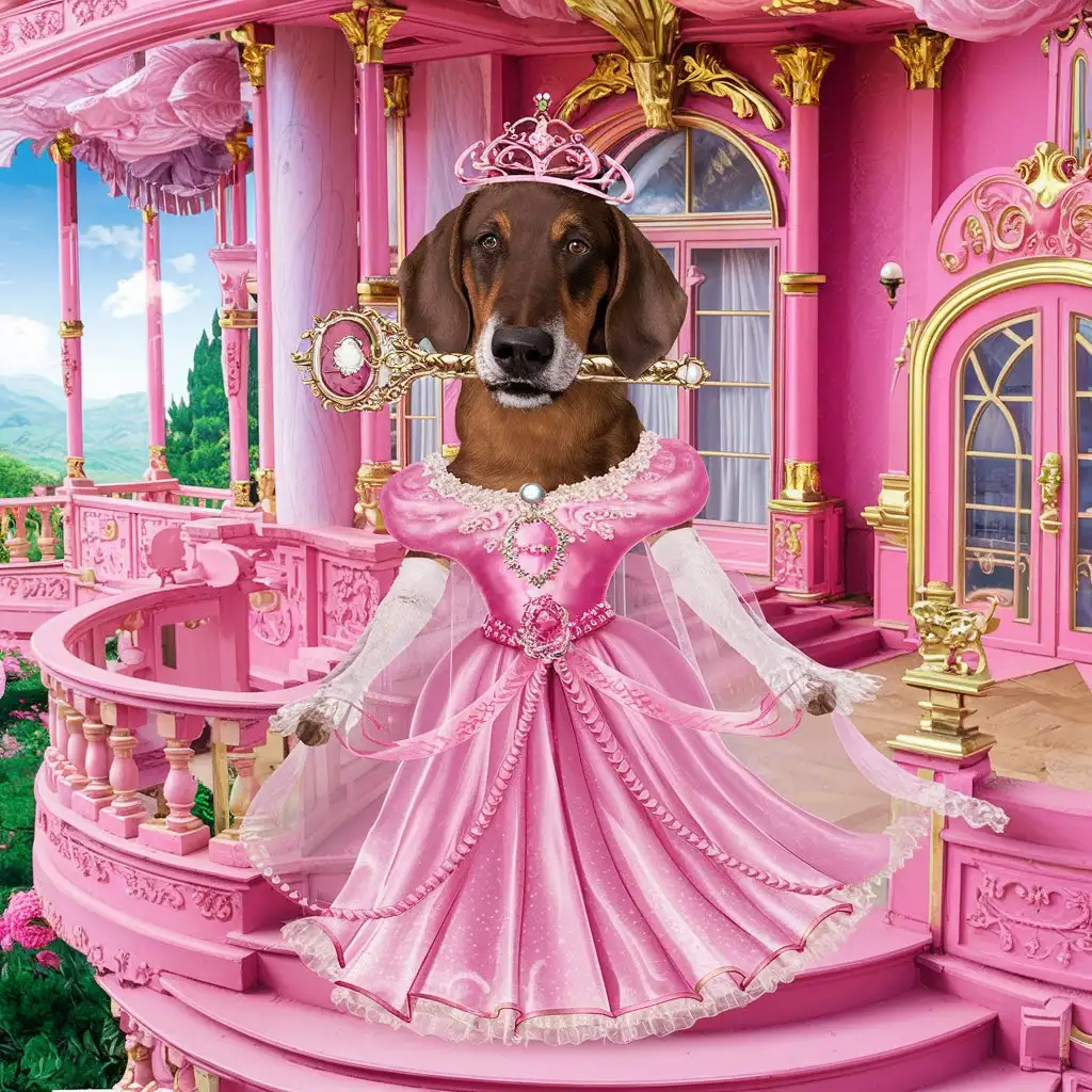 Adorable-Weiner-Dog-Princess-in-Pink-Mansion