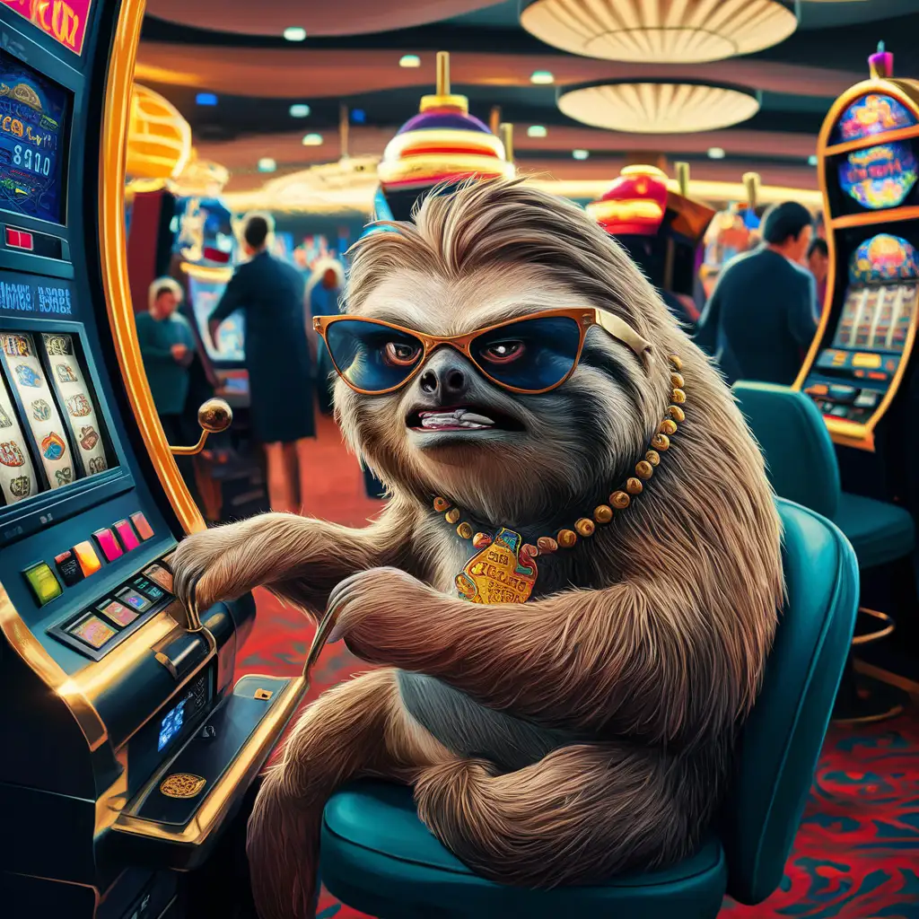 Angry-Sloth-Playing-at-a-Casino-Slot-Machine