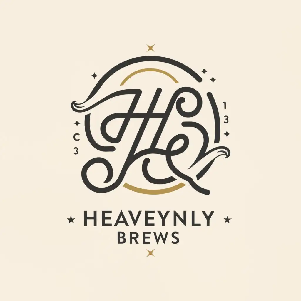 a logo design,with the text "HEAVENLY BREWS", main symbol:Cursive h ,Moderate,be used in Retail industry,clear background