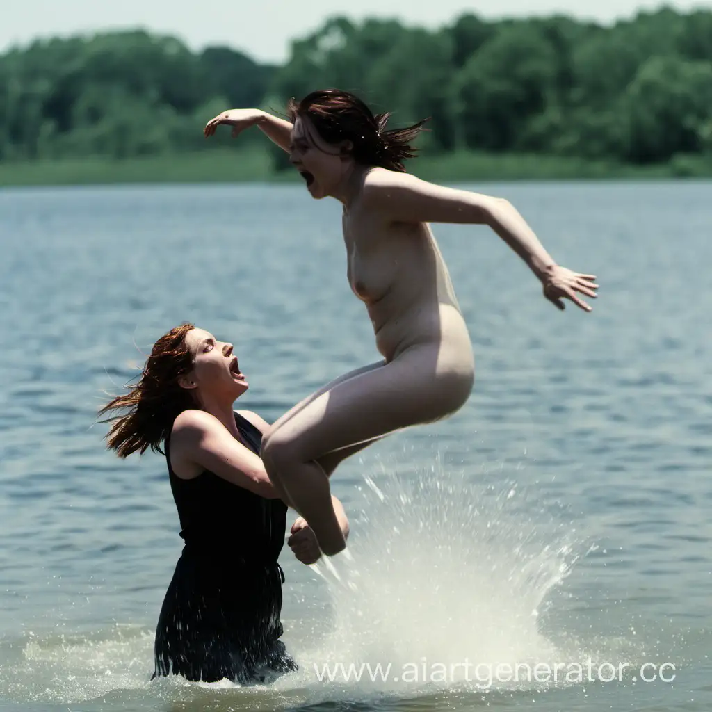 женщину бросают в воду


