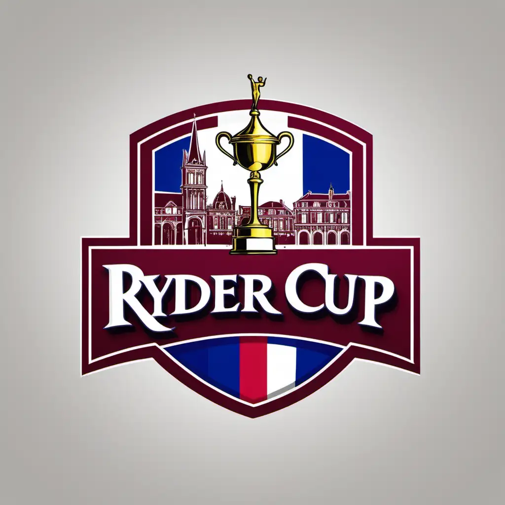 Create a logo for a ryder cup golf tournament. Colors should be inspired by the colors of the city of Bordeaux in France