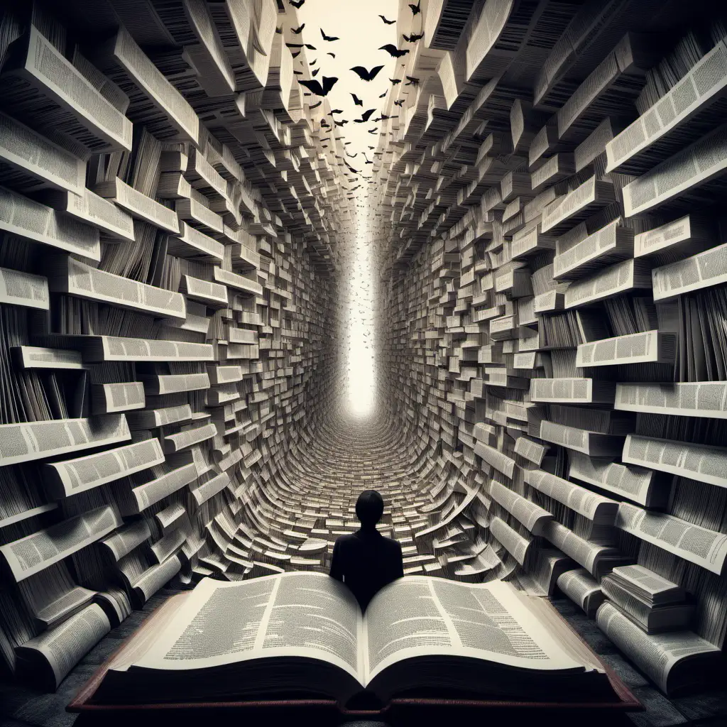 Surreal Exploration of Unseen Narratives Otherworldly Reading Concept