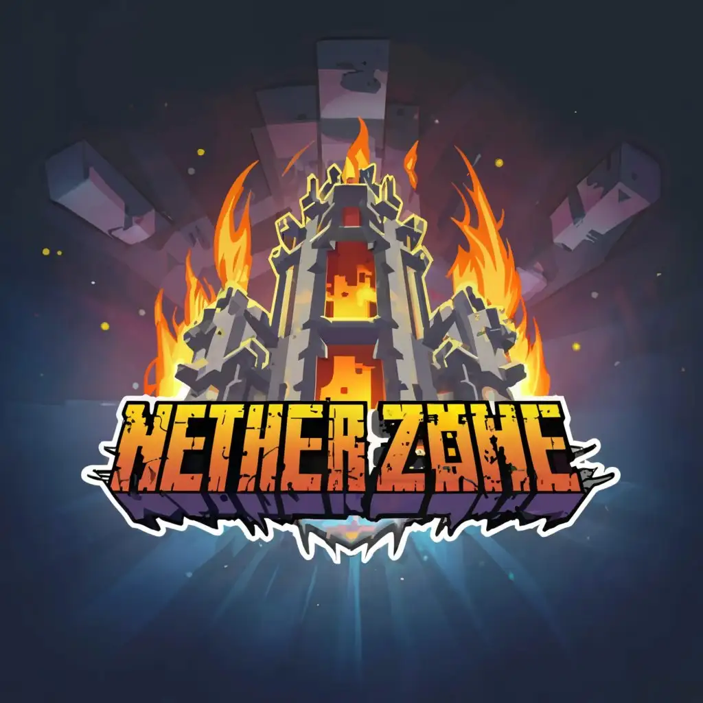 a logo design,with the text "Nether Zone", main symbol:Make me a Minecraft logo for my Minecraft server based on the Nether world,Moderate,clear background
