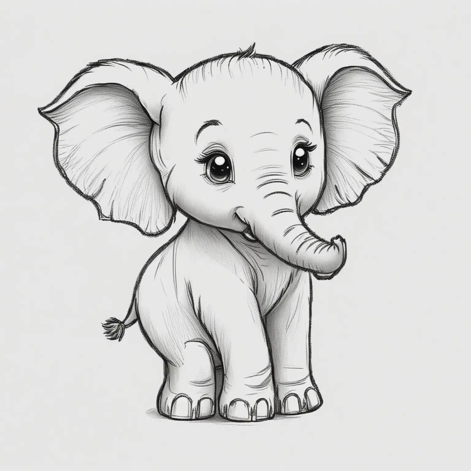 ChildFriendly Elephant Sketch Playful Doodle Drawing