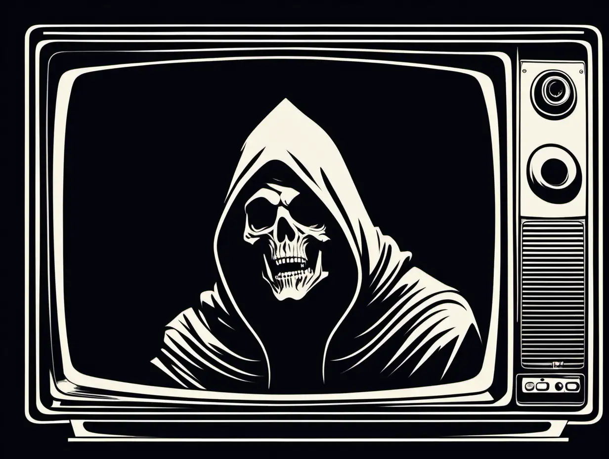 Grim Reaper TV 1970s Movie Poster in Jim Phillips Style