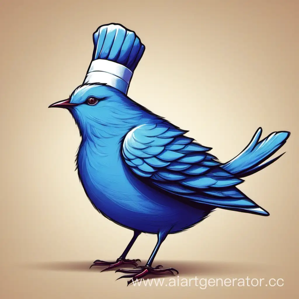 Adorable-Blue-Bird-Chef-Cooking-in-a-Rustic-Kitchen