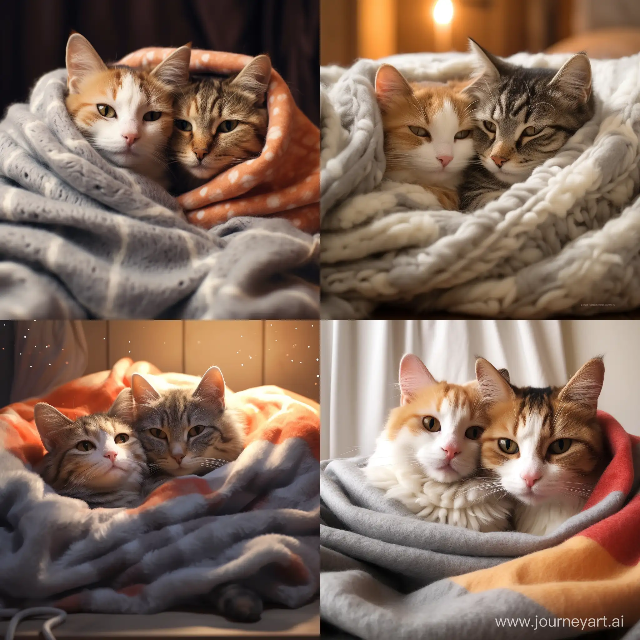 Adorable-Romantic-Cats-Cuddling-Under-Cozy-Blanket