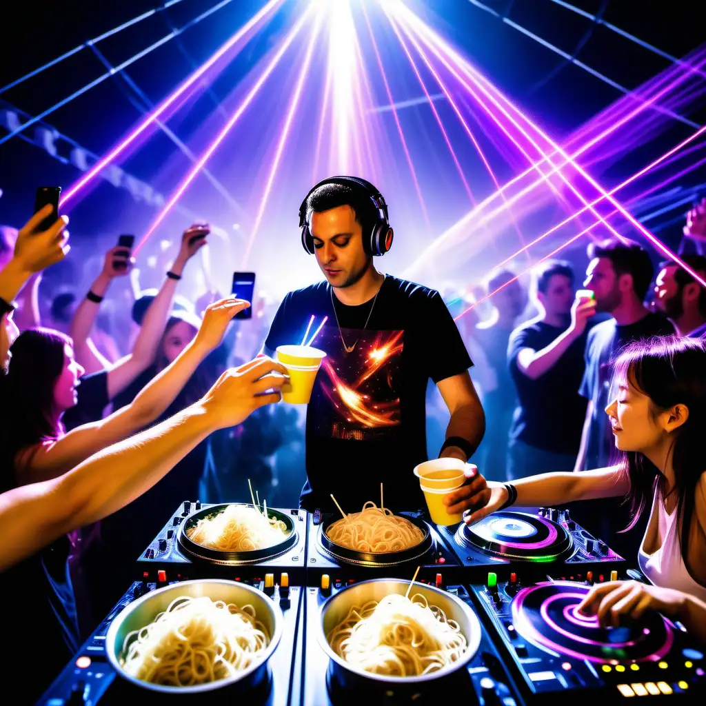 Energetic DJ Sets the Cosmic Vibe at Noodle Extravaganza Party