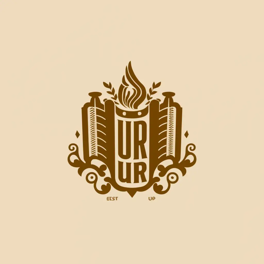 a logo design,with the text "UR", main symbol:baron style with accordion, tractor, fire,Moderate,clear background