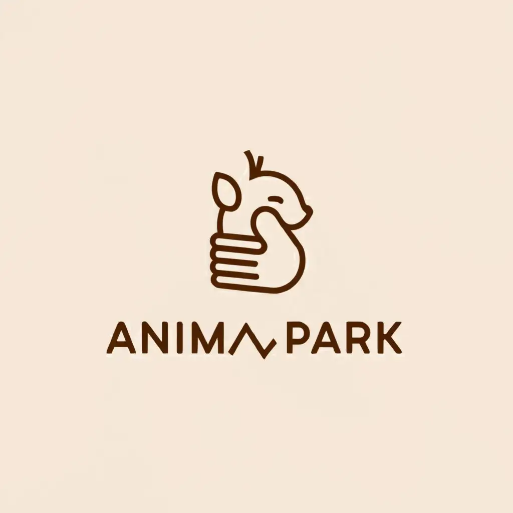 a logo design,with the text "Animal Park", main symbol:create a minimalist friendly logo for a zoo with an image of a hand hugging a roe deer,Moderate,clear background