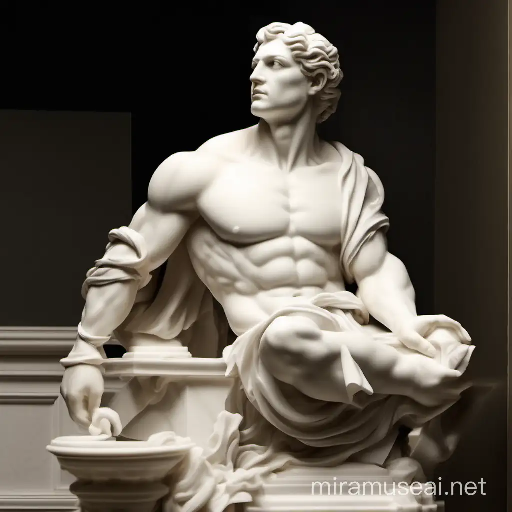 Create a white marble statue according to the photo