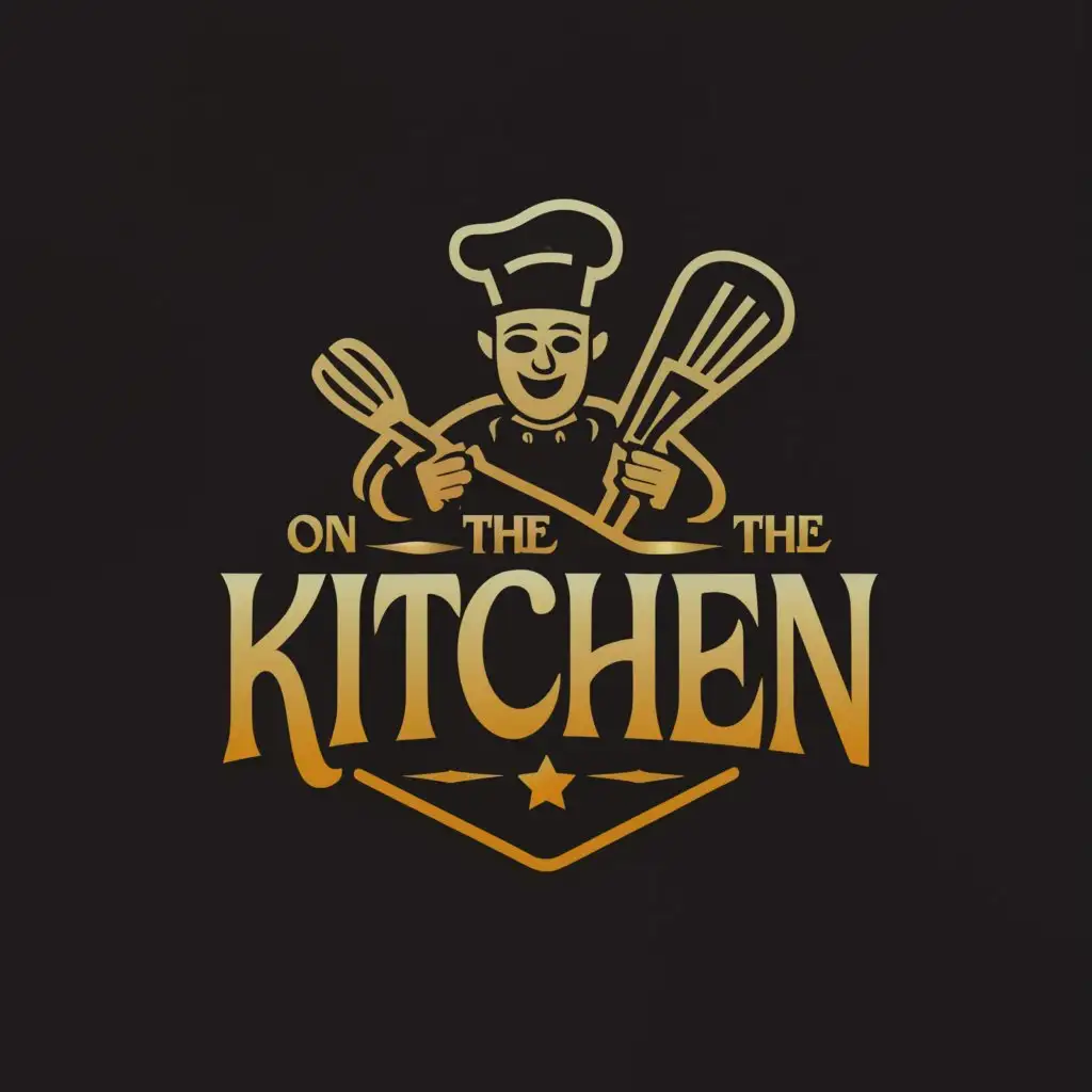a logo design,with the text "On the kitchen", main symbol:the cook gold and silver, arabic script,Moderate,be used in Restaurant industry,clear background