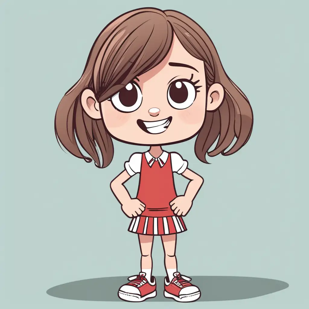 Adorable Cartoon English Girl with Playful Expressions and Colorful Attire