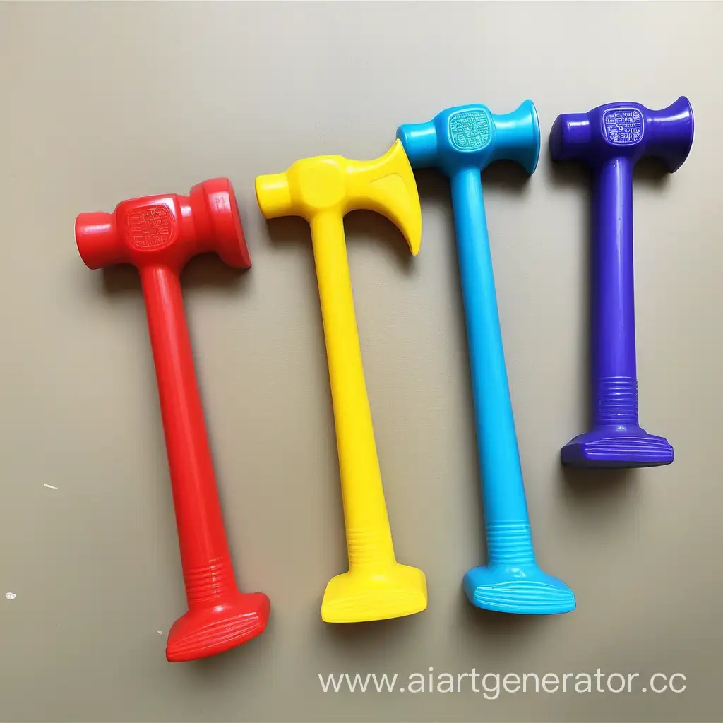 Colorful-Plastic-Childrens-Toy-Hammer-on-White-Background
