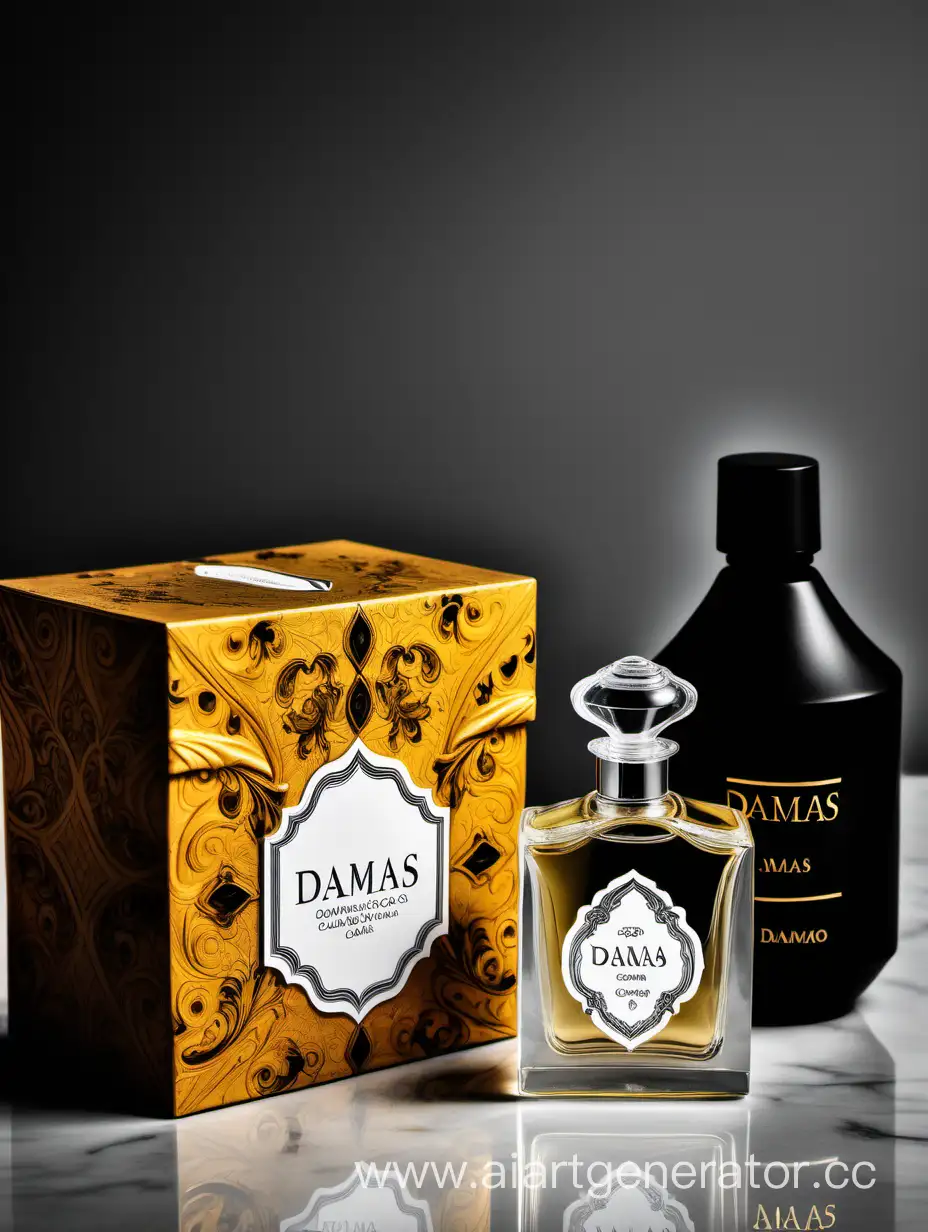 a bottle of damas cologne sitting next to a box, a flemish Baroque by Demetrios Farmakopoulos, instagram contest winner, dau-al-set, dynamic composition, contest winner, feminine