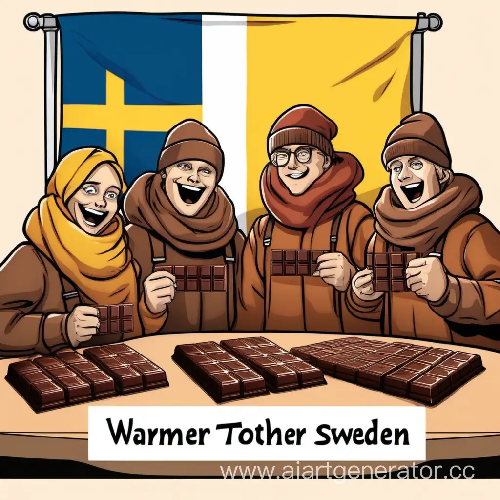 Chocolate-Bars-Summit-Animated-Negotiations-Around-a-Cozy-Swedishthemed-Table