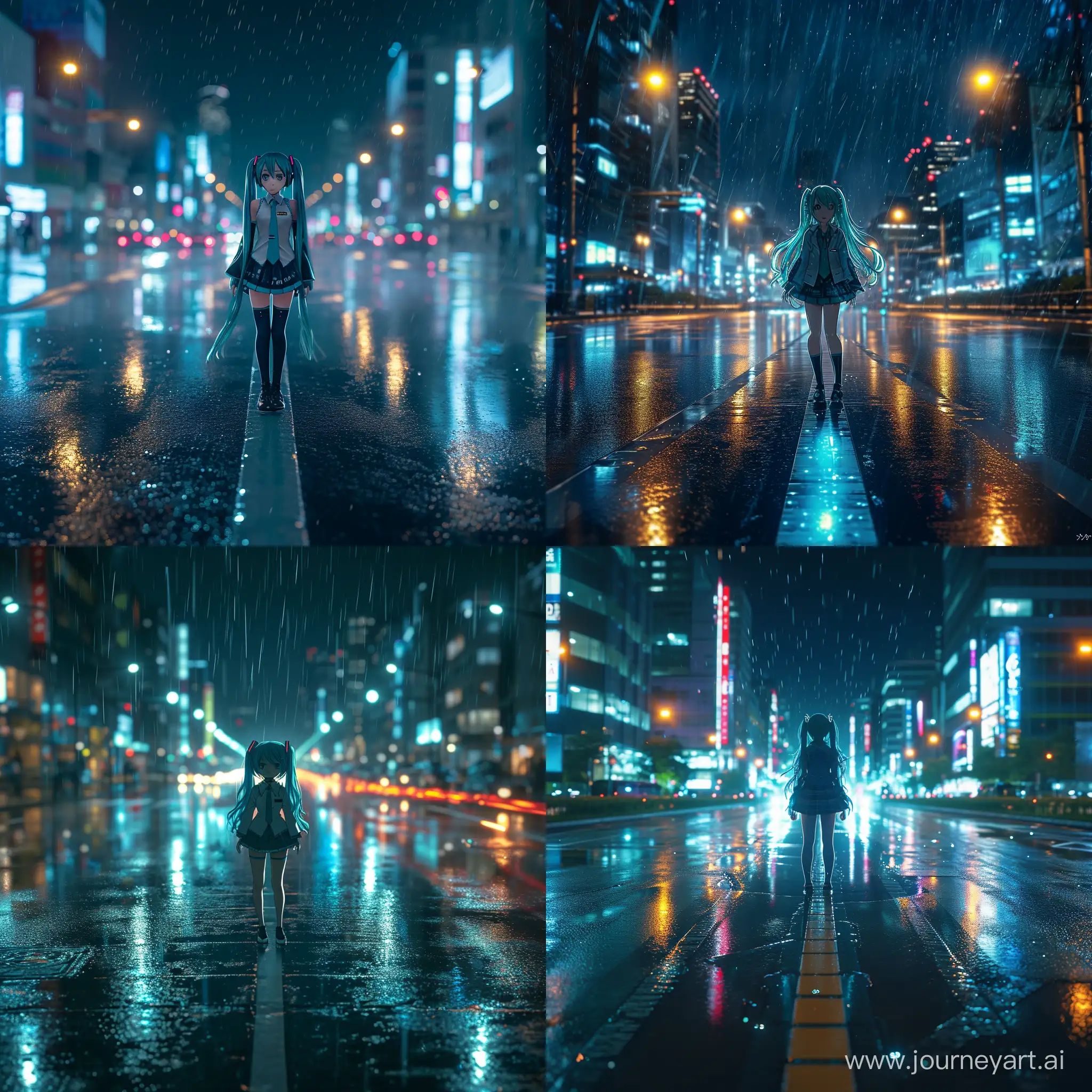 Nighttime-Solo-Stroll-with-Hatsune-Miku-in-Tokyo-Rain
