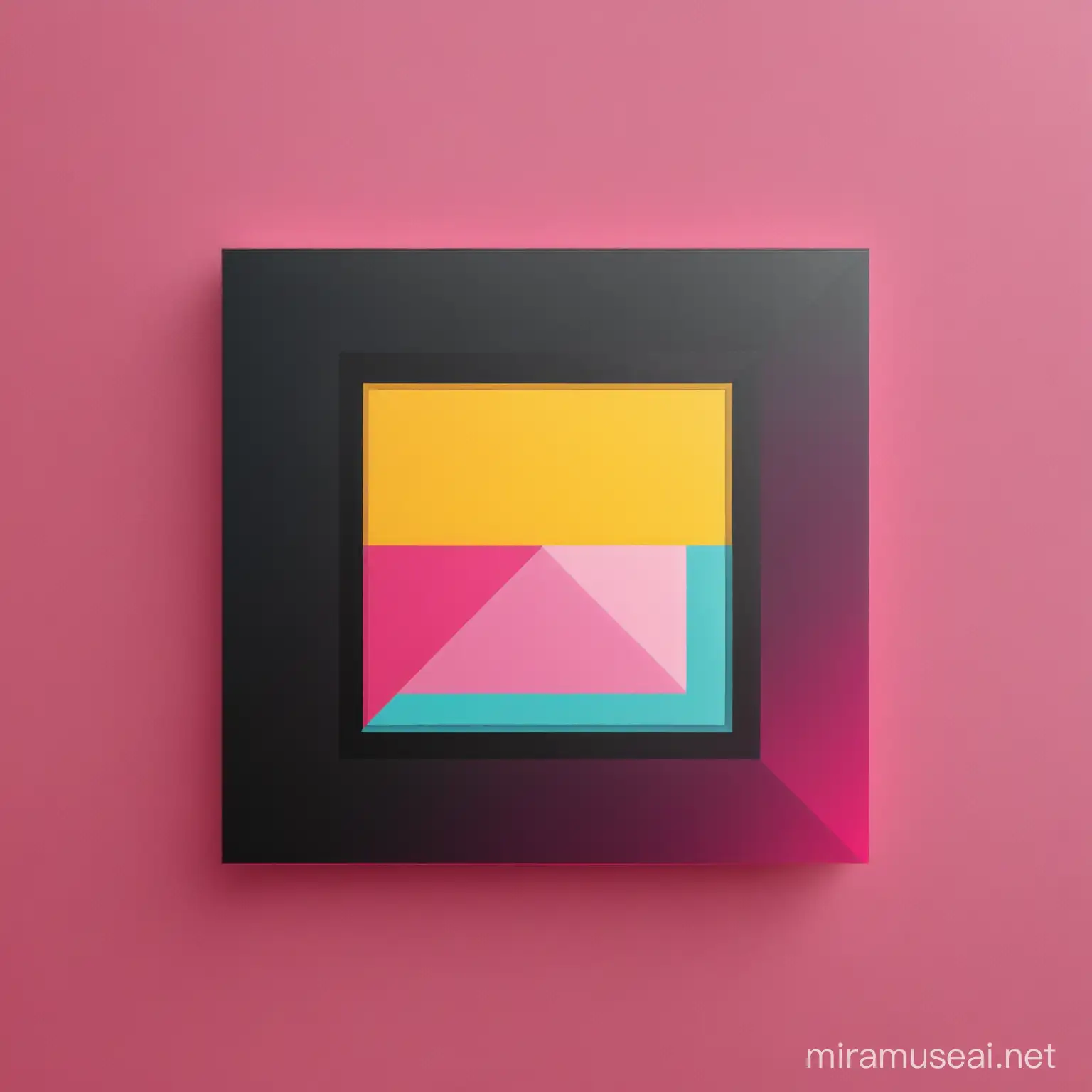 Minimalist Square Field with Cyan Magenta Yellow and Black Background