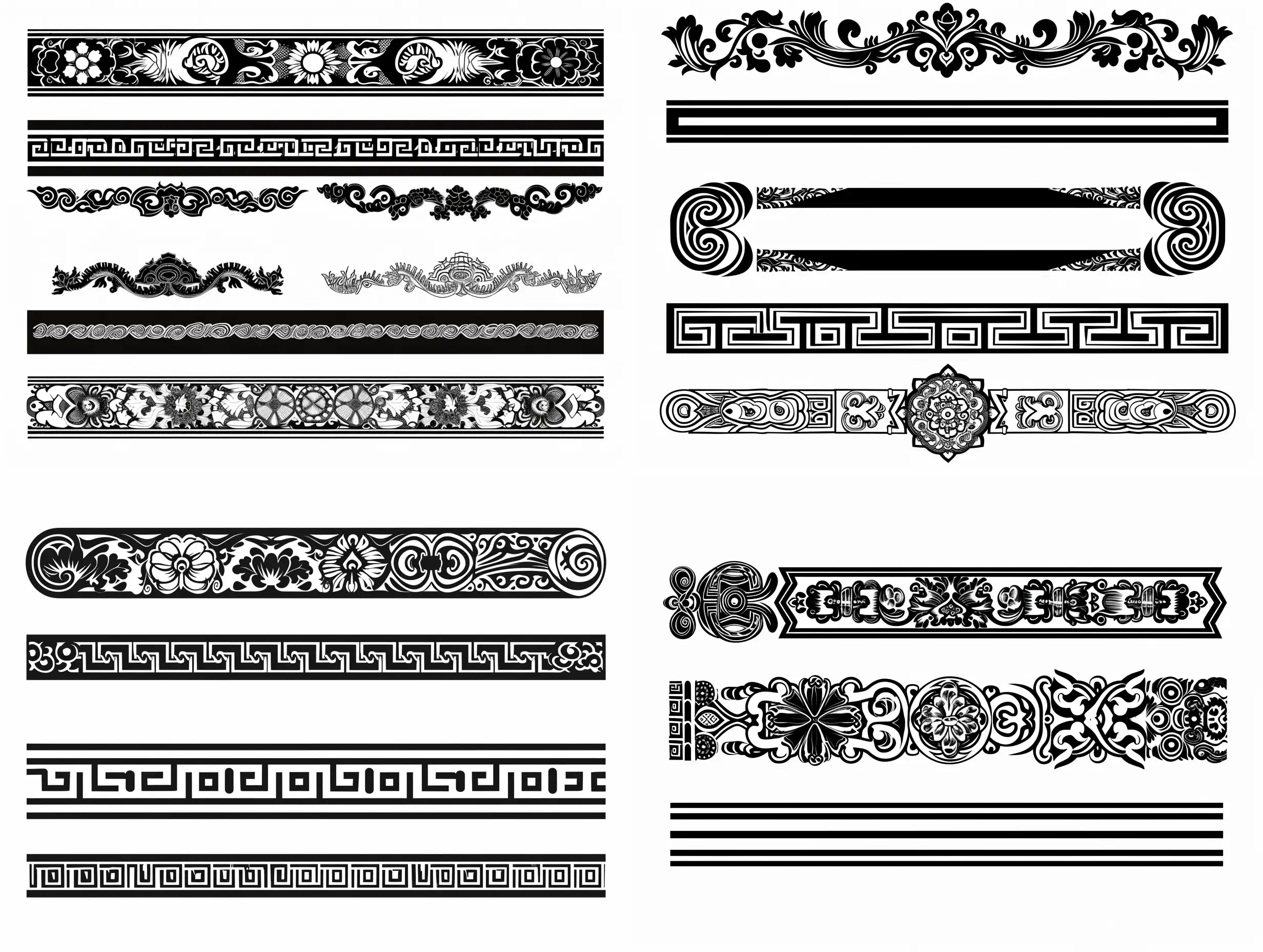 Ancient-Chinese-Ornament-Variants-Vector-Linear-Stylized-Caricature-Decorative-Flat-Drawing