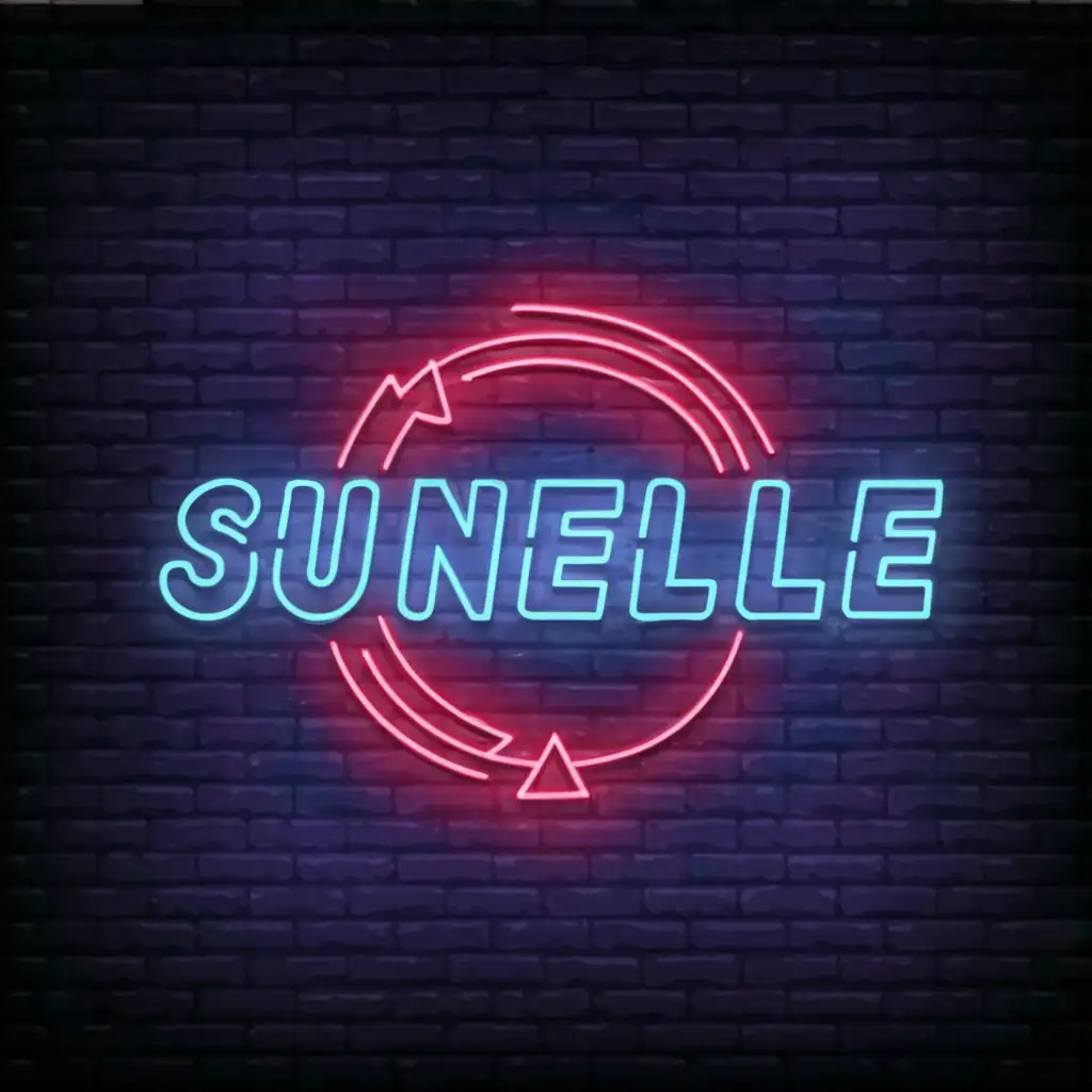 a logo design,with the text "sunelle", main symbol:discord profile pic with neon colors,Moderate,clear background